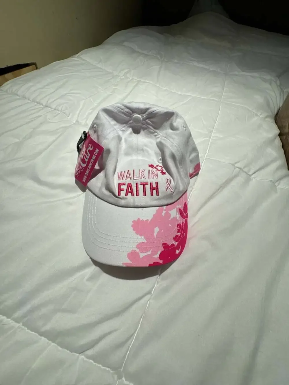 Christian Strong Walk In Faith Breast Cancer Awareness Baseball Hat